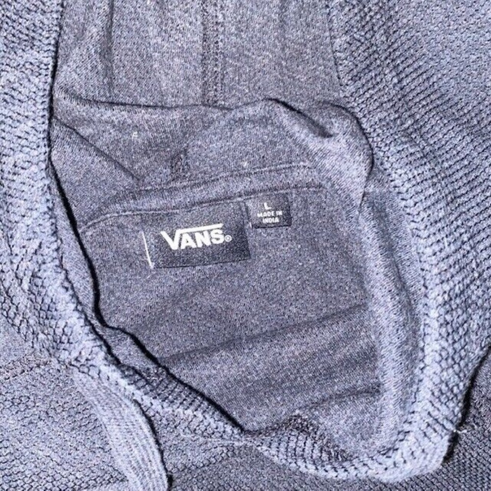 Vans Sweatshirt Adult Large Gray Hoodie Lightweight Embroidered Waffle Knit - Picture 4 of 5